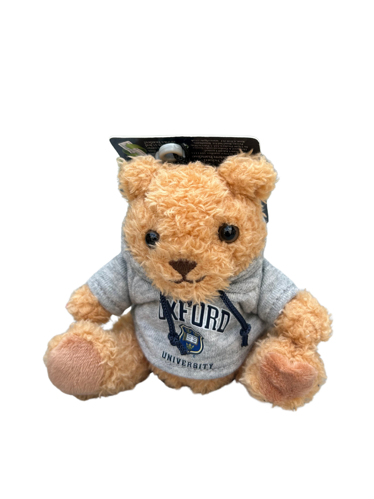 University of Oxford Small Shield Grey Hoodie Soft Toy Bear with clip