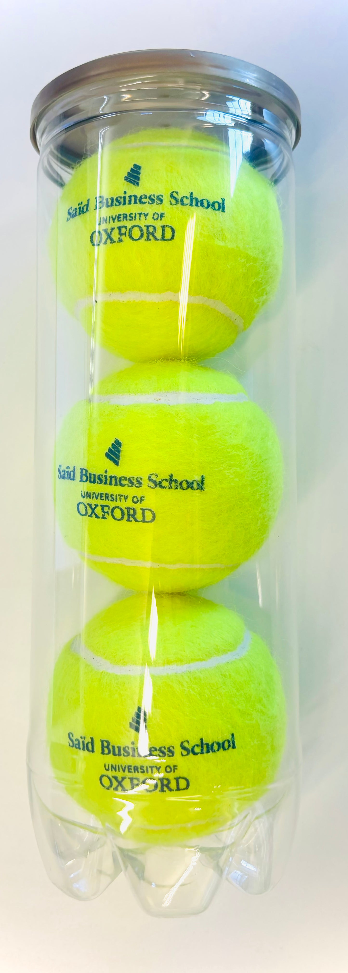 Yellow three pack branded tennis balls