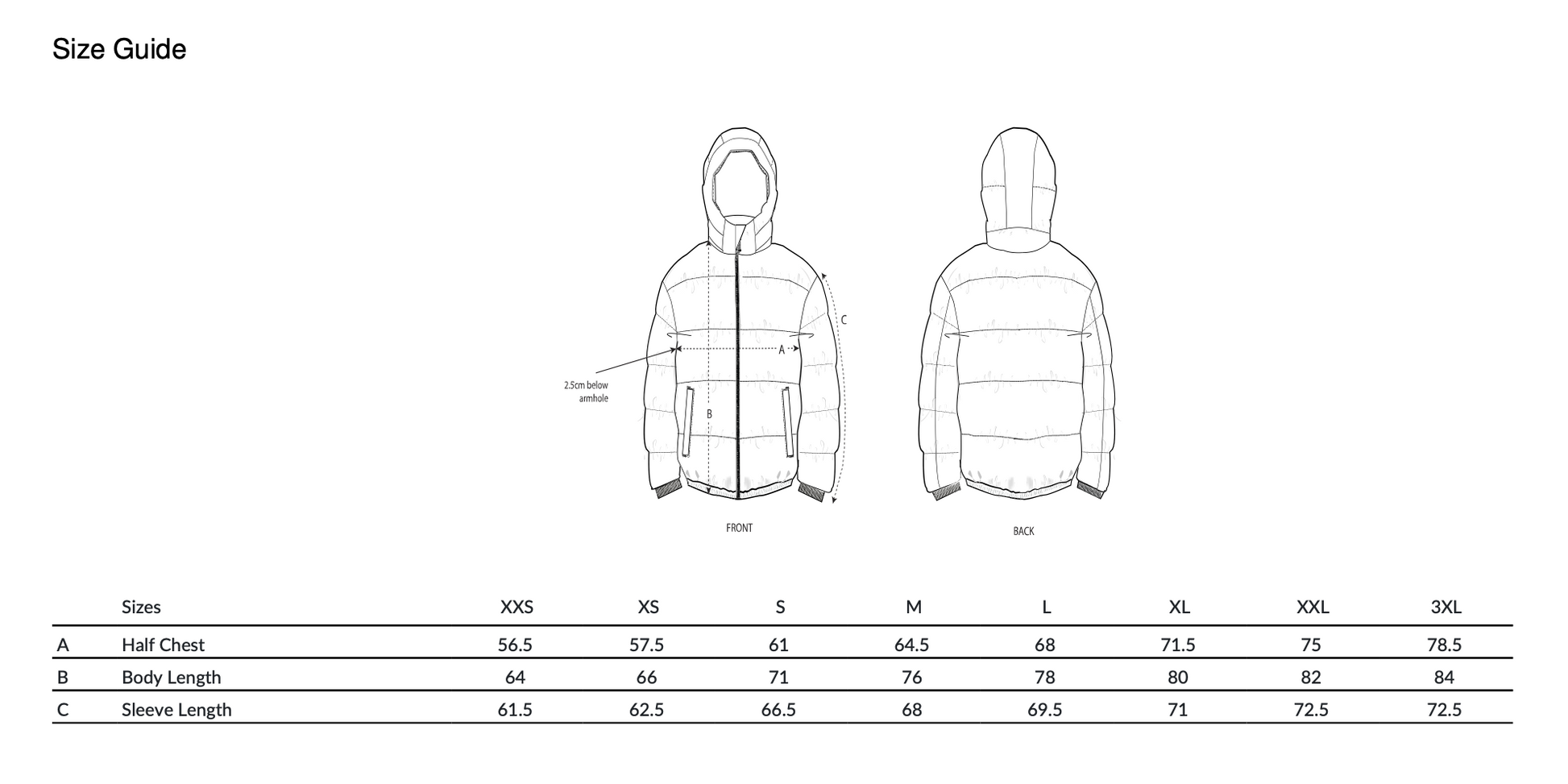Puffer Jacket Jacket Size Guide Uk Measurements Moncler Mens