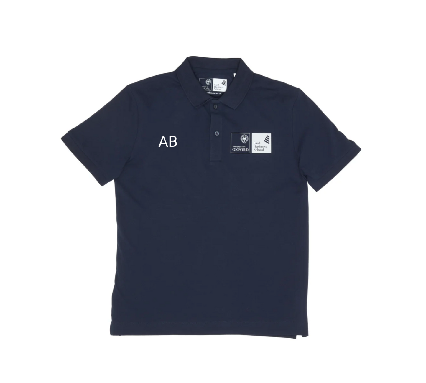 Personalised navy organic polo shirt
