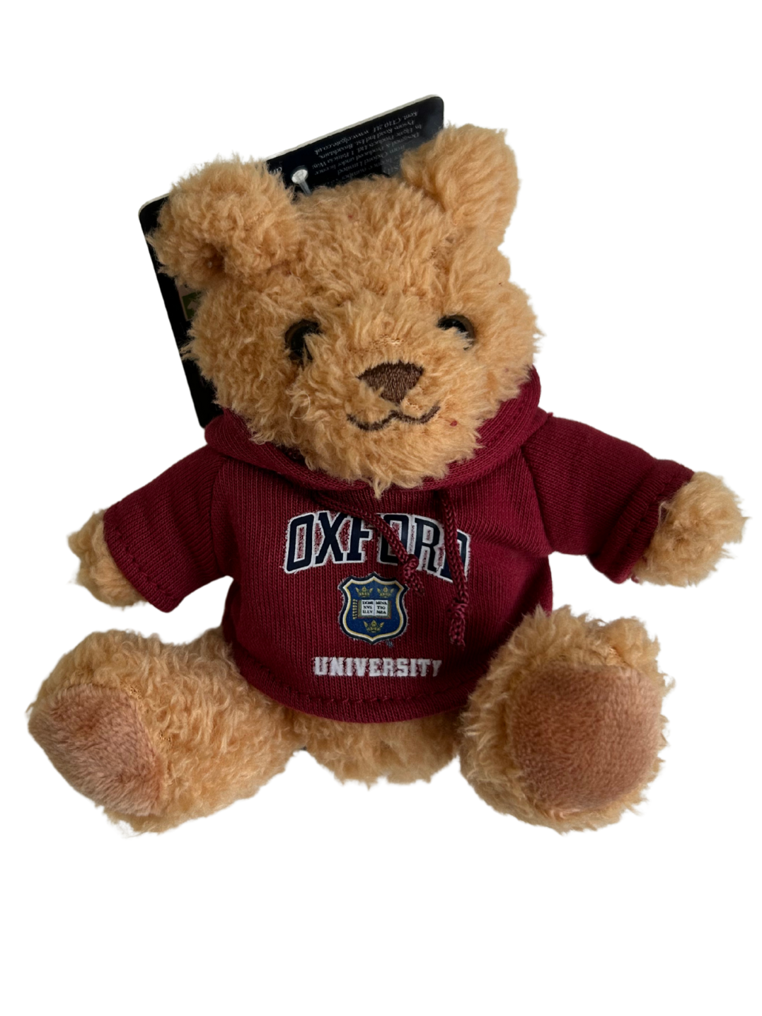 University of Oxford Small Shield Burgundy Hoodie Soft Toy Bear with clip