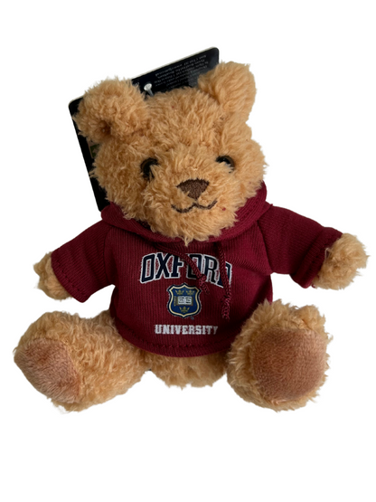 University of Oxford Small Shield Burgundy Hoodie Soft Toy Bear with clip