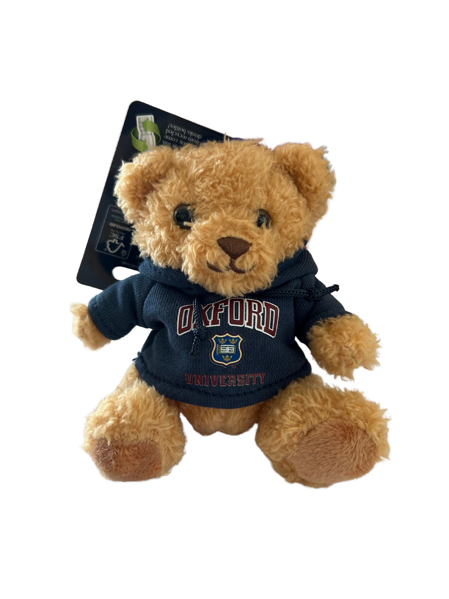 University of Oxford Small Shield Navy Hoodie Soft Toy Bear with clip